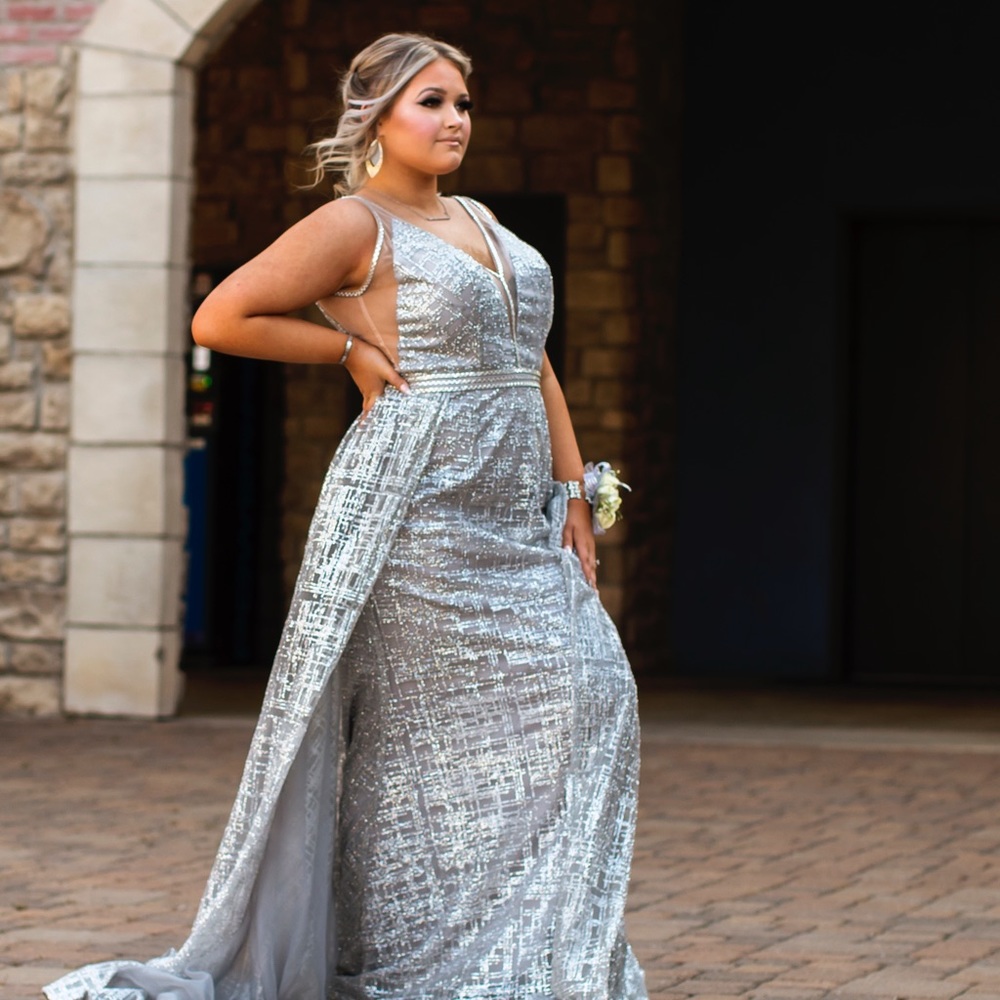 Jovani 62515 V Neck Glitter Prom Long Gown